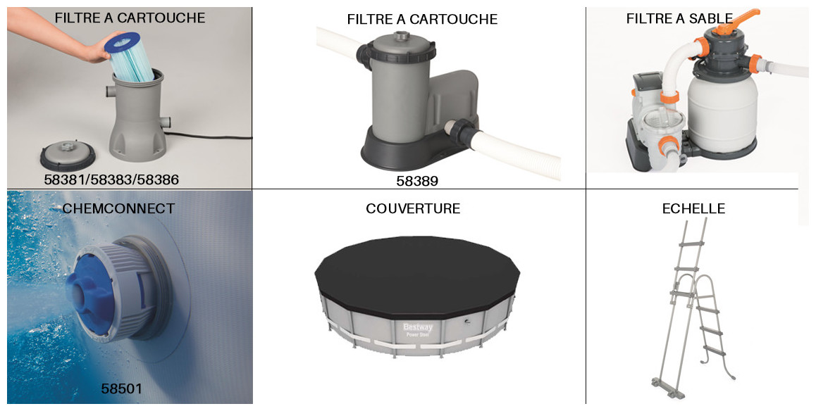 équipement de la piscine hors sol tubulaire bestway power steel frame