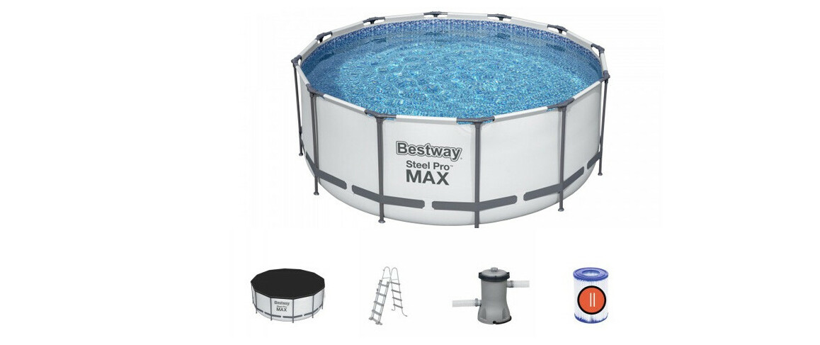 équipement de la piscine hors sol Steel Pro Max™ ronde grise- Ø3.66 x H.1.22 m