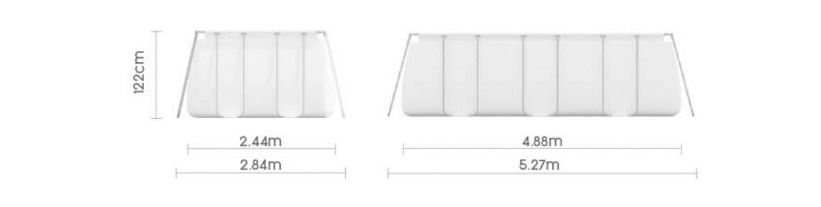 dimensions de la Piscine hors sol Power Steel rectangle grise - 4.88 x 2.44 x H.1.22m