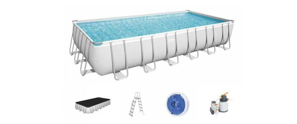 équipement de la piscine hors sol Power Steel rectangle grise - 7.32 x 3.66 x 1.32 m