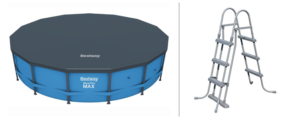 bâche et échelle de piscine hors sol bestway steel pro max