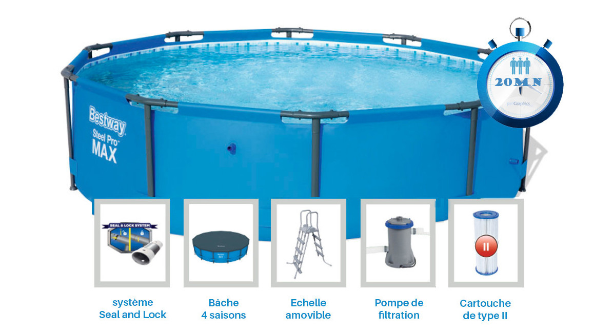 équipement de la piscine bestway power steel pro max