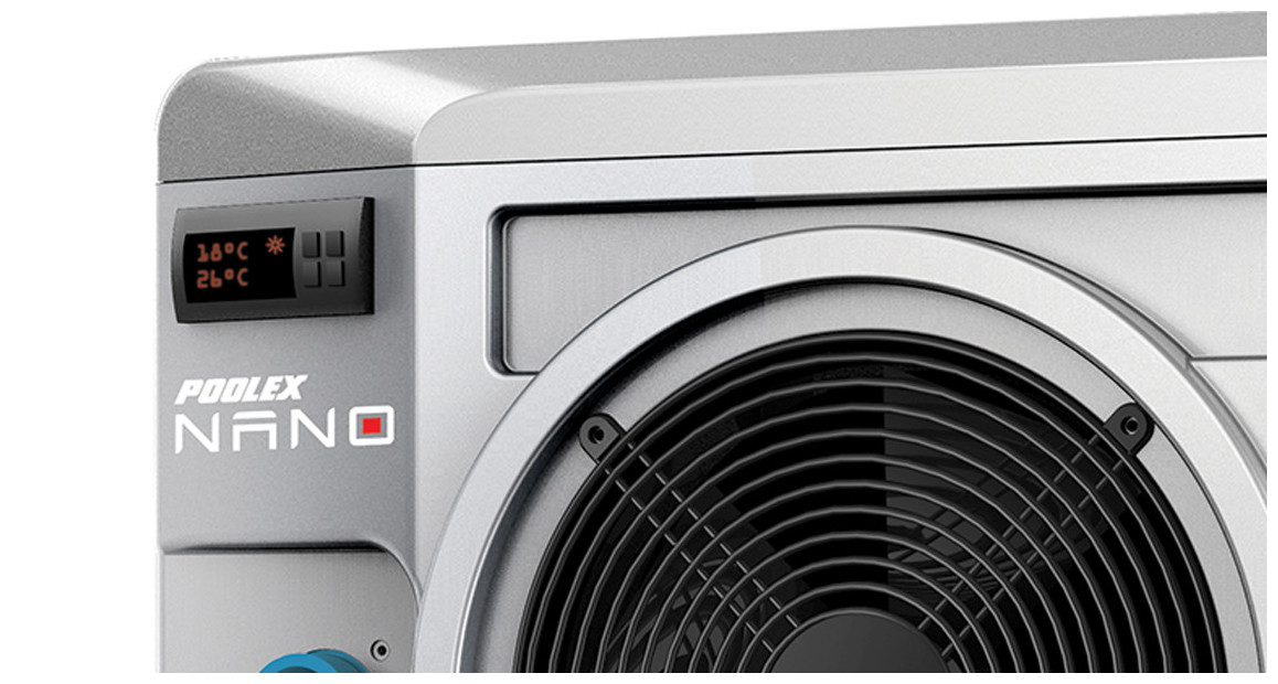 zoom sur la pompe à chaleur nano silver poolex
