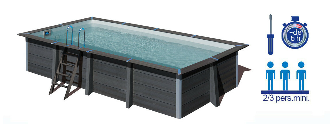 montage du kit  piscine composite rectangle - 6.06 m x 3.26 m x H.1.24 m