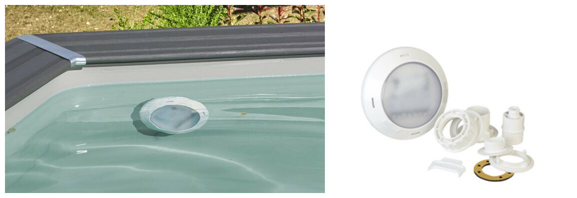 projecteur led blanc du Kit piscine composite rectangle - 6.06 m x 3.26 m x H.1.24 m