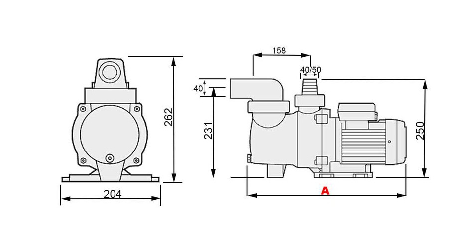 dimensions de la pompe filtration piscine Niper 2 by ESPA