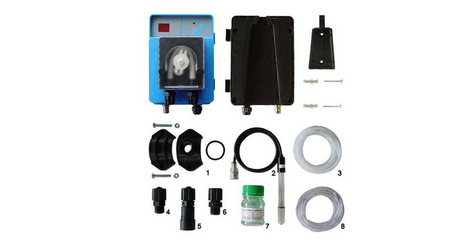 accessoires fournis avec le régulateur automatique pH de piscine Speedy