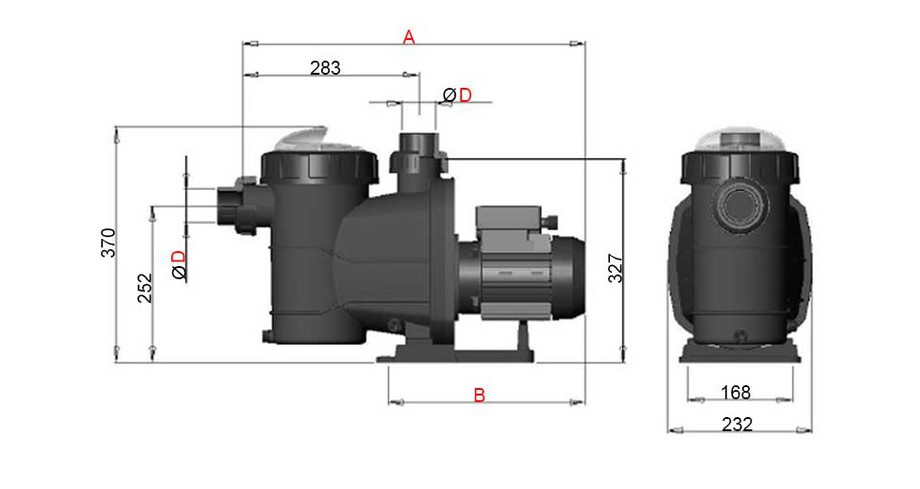 dimensions de la pompe de filtration de piscine Glass Plus by Astral