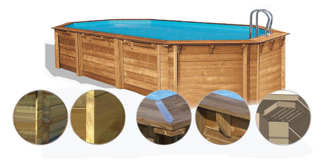 structure de la piscine bois octogonale allongée woodfirst original