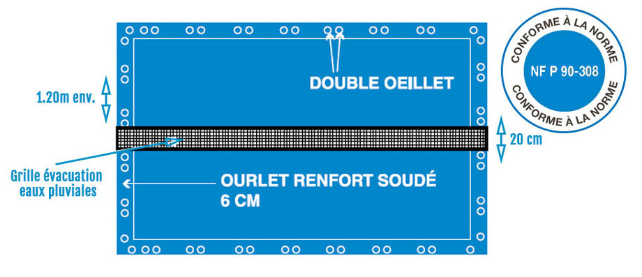 descriptif de la bâche opaque pour piscine hors sol akita safe