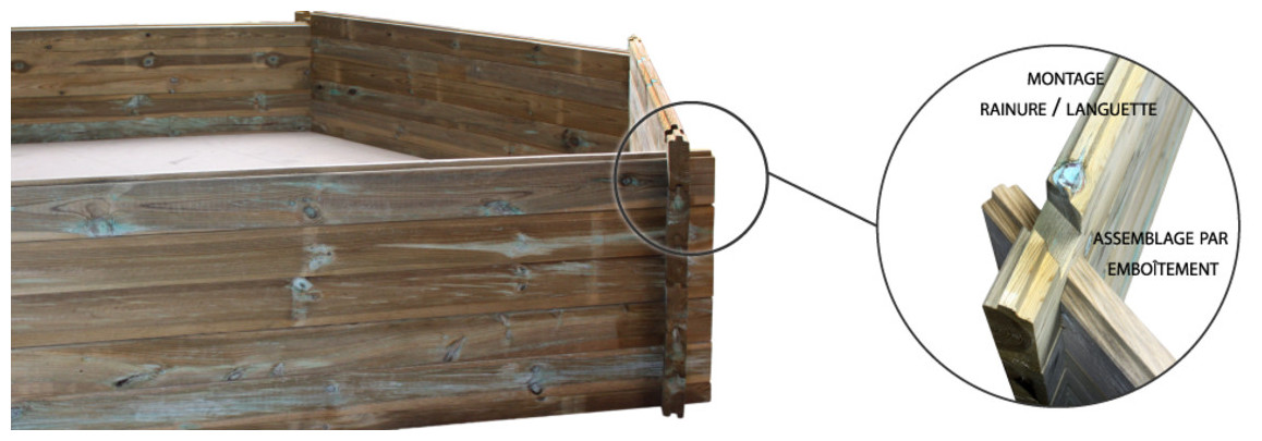 montage de la structure bois de la piscine bois woodfirst original vanille premium