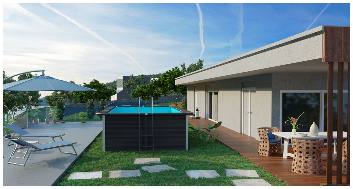 Kit piscine composite rectangle - 4.66m x 3.26m x H.1.24m