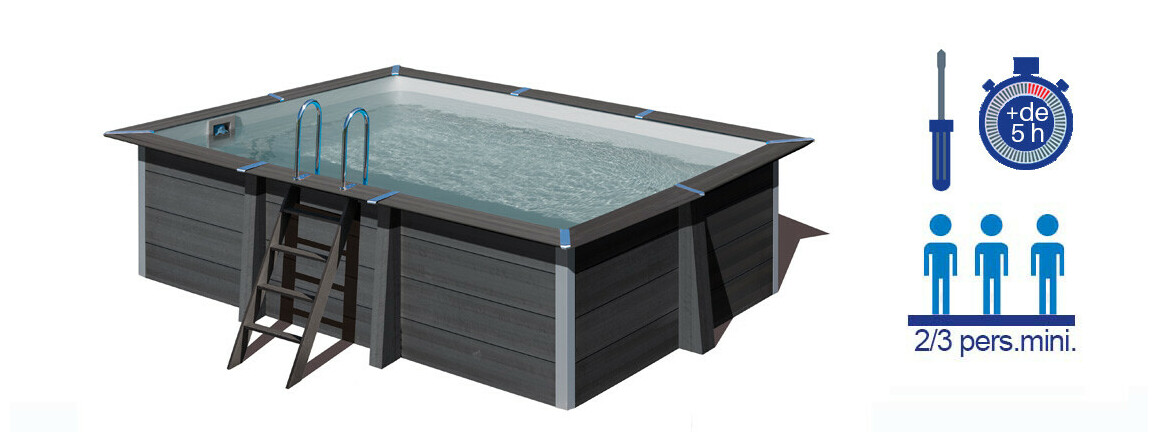 montage du kit  piscine composite rectangle - 4.66m x 3.26m x H.1.24m