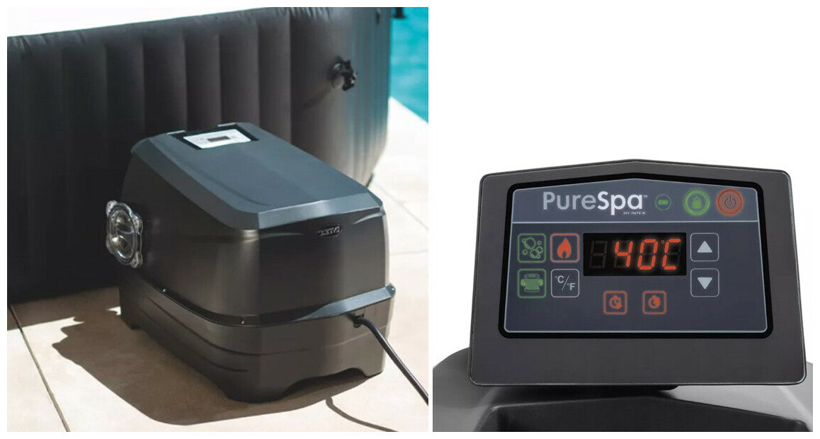 panneau de contrôle du Pure Spa Intex à bulles + jets + Wifi + traitement au sel - Carbone 4 places