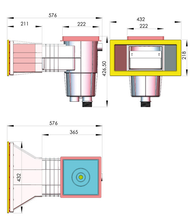 Skimmer grande meurtrière pour piscines béton et liner - Bleu