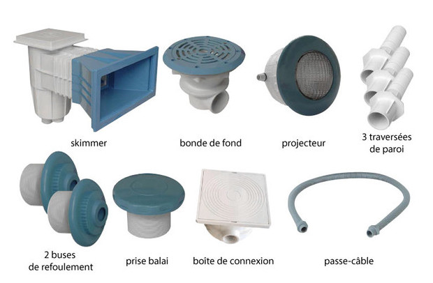 pieces a sceller piscine beton - kit 8 x 4 m
