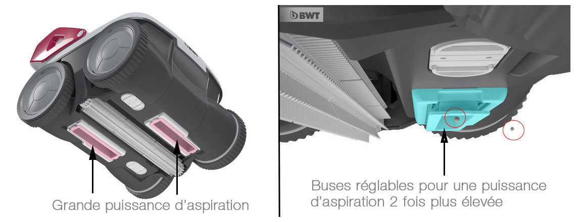 puissance d’aspiration du robot de piscine B200 BWT