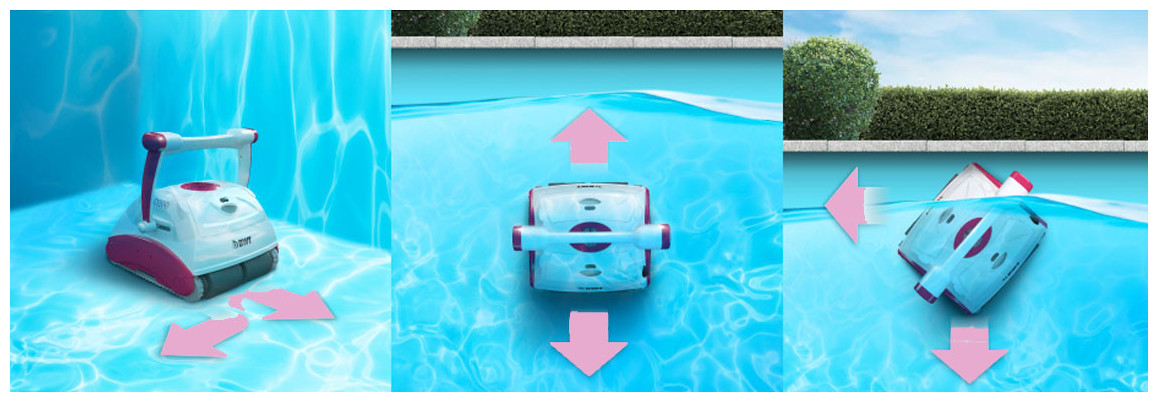 robot piscine d200 nettoyage fond parois ligne d'eau des bassins jusqu'à 12 m