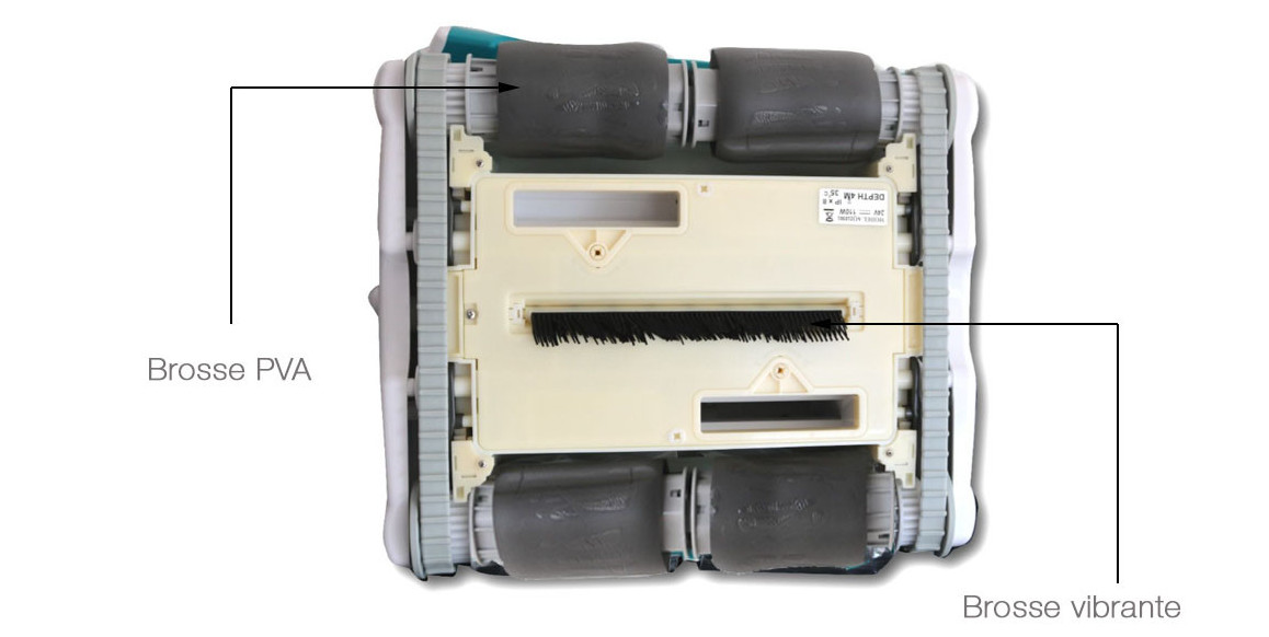 brosse PVA et brosse vibrante du robot piscineUR300 BWT