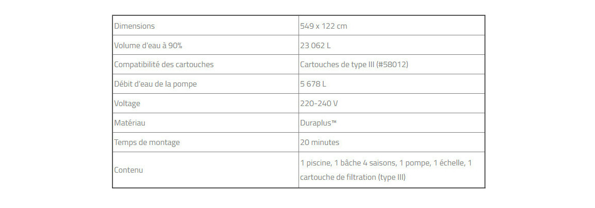 caractéristiques de la Piscine hors sol Steel Pro Max™ ronde grise - Ø5.49 x 1.22 cm