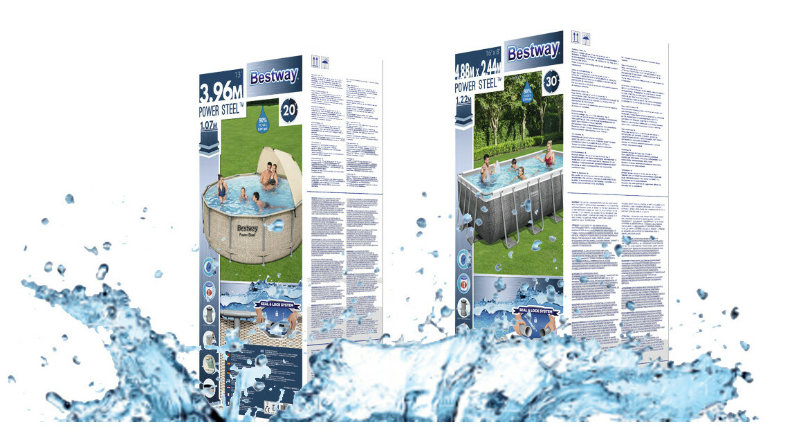 Package de la piscine hors sol tubulaire bestway power steel rotin