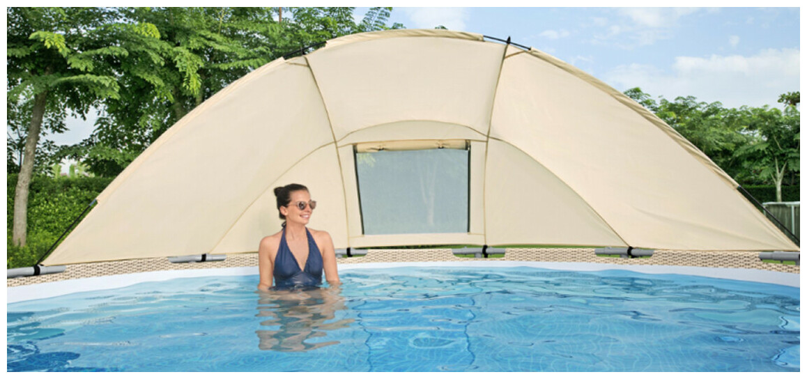 auvent de la piscine tubulaire power steel rotin ronde