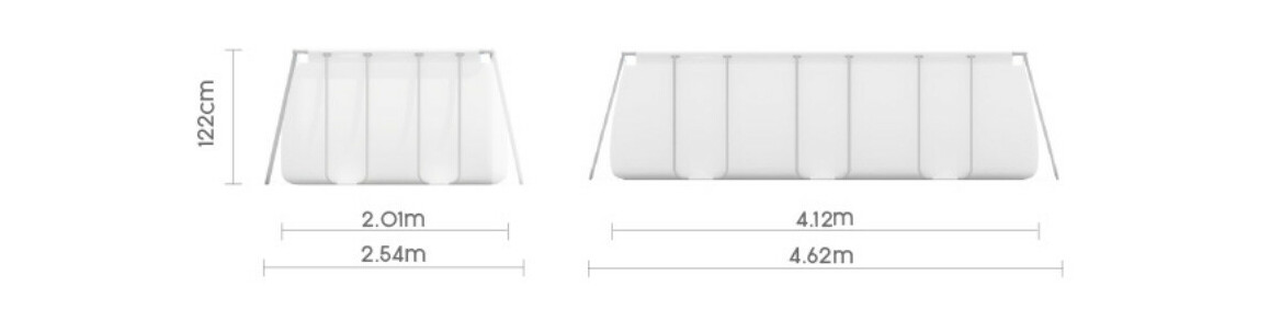 dimensions de la Piscine hors sol Power Steel rectangle grise - 4.12 x 2.01 x 1.22 m