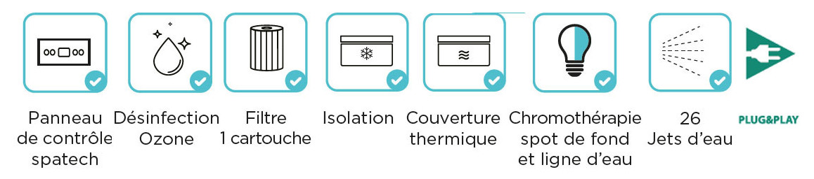 équipement de série du spa Topaze Phybris