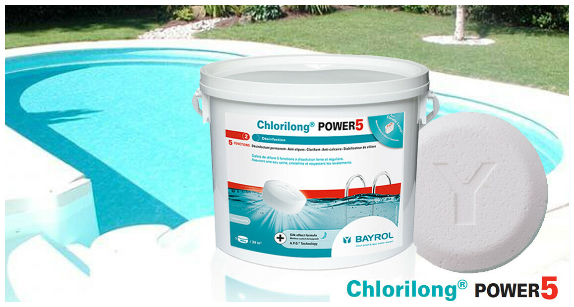 galet de chlore Bayrol Chlorilong power 5 en situation