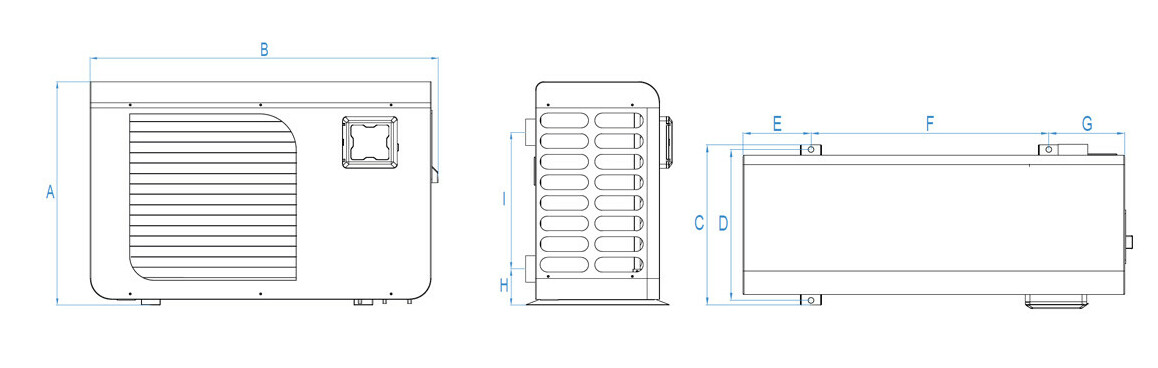 schéma des dimensions de la pompe à chaleur Poolex Jetblack