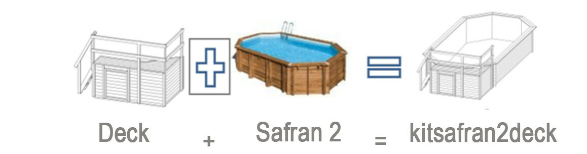 contenu de la piscine bois woodfirst original Safran 2 + Deck - 620 x 395 x 136 cm