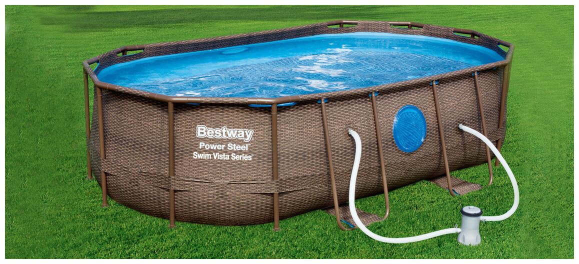 filtre à cartouche Bestway pour piscine hors sol en situation 