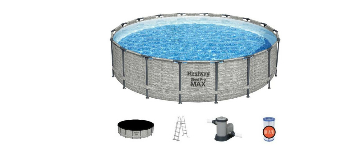 équipement de la Piscine hors sol Steel Pro Max™ ronde effet pierre  Ø 5.49 x H.1.22 m