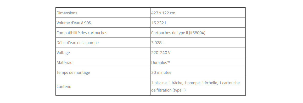 caractéristiques de la Piscine hors sol Steel Pro Max™ ronde effet pierre - Ø427 x H.1.22 m