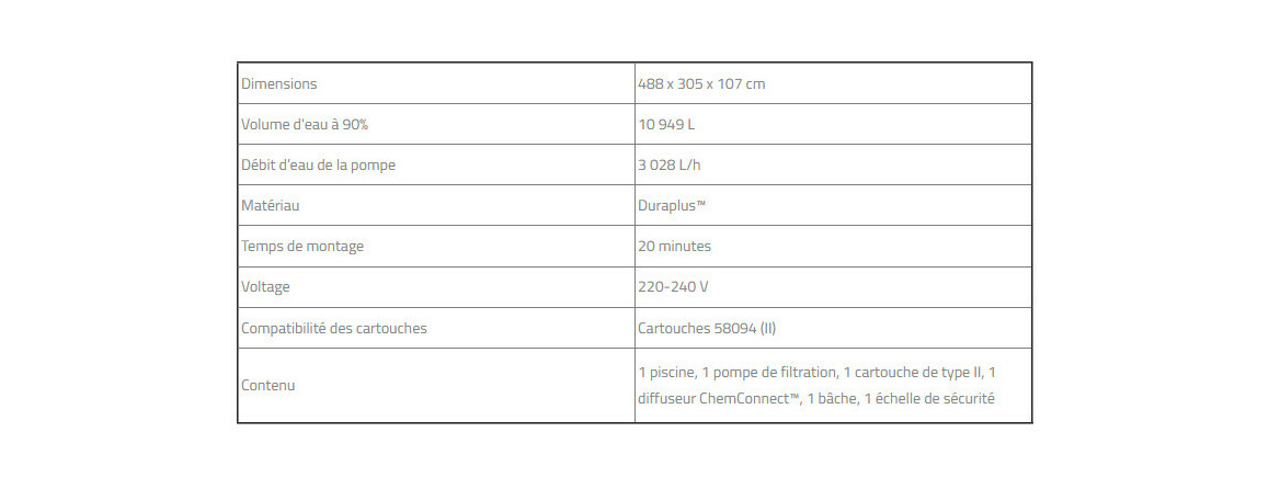 caractéristiques de la Piscine hors sol Steel Pro Max™ ovale grise - 4.88 x 3.05 x H.1.07 m