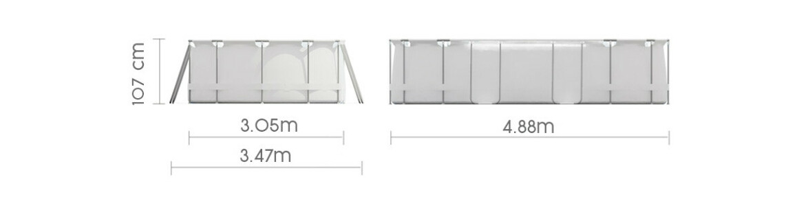 dimensions de la Piscine hors sol Steel Pro Max™ ovale grise - 4.88 x 3.05 x H.1.07 m