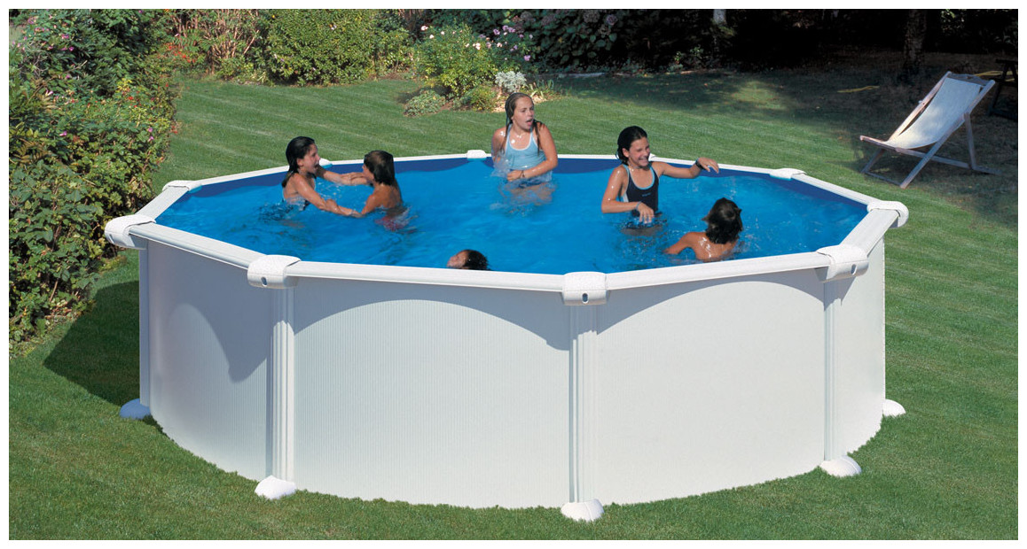 piscine hors sol acier blanc ronde gré atlantis