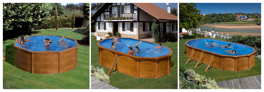 Piscine hors-sol Gré décoration bois Pacific