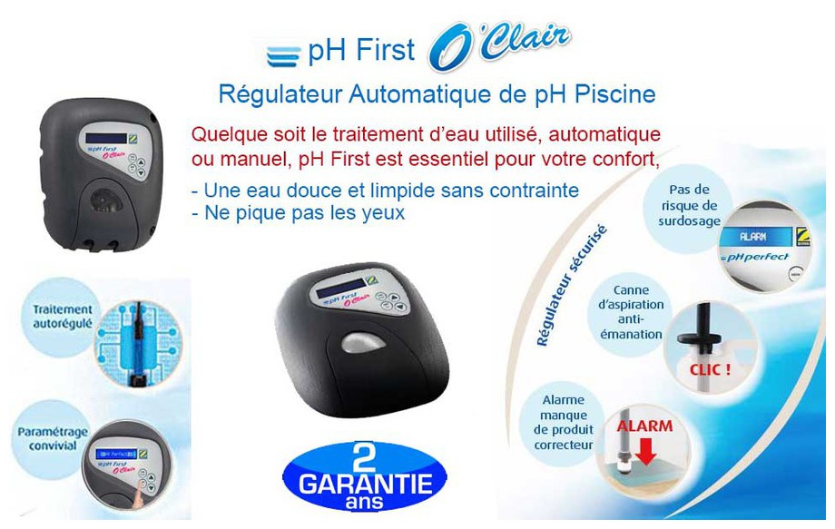 caractéristiques régulateur pH First O Clair Zodiac en situation