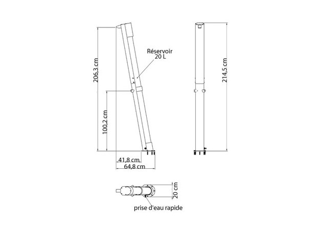 Douche solaire - Réservoir 20L - schema raccordement