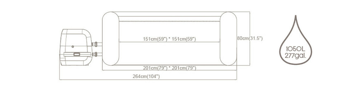 dimensions du Spas Lay-Z Palma Hydrojet Pro - 5/7 places