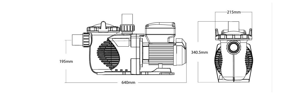 dimensions Pompe de filtration à vitesse variable Super Power Pump O'Pool - Wifi
