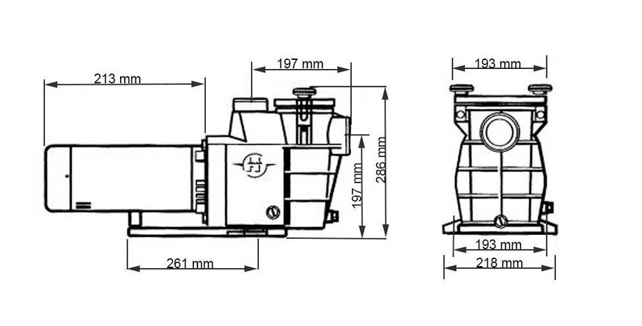 dimensions de la pompe de filtration de piscine Powerline Plus by Hayward