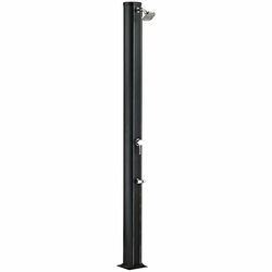 Douche solaire droite Alu noir 32 L avec rince-pieds