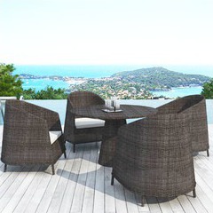 Salon repas de jardin Naos taupe en résine chocolat