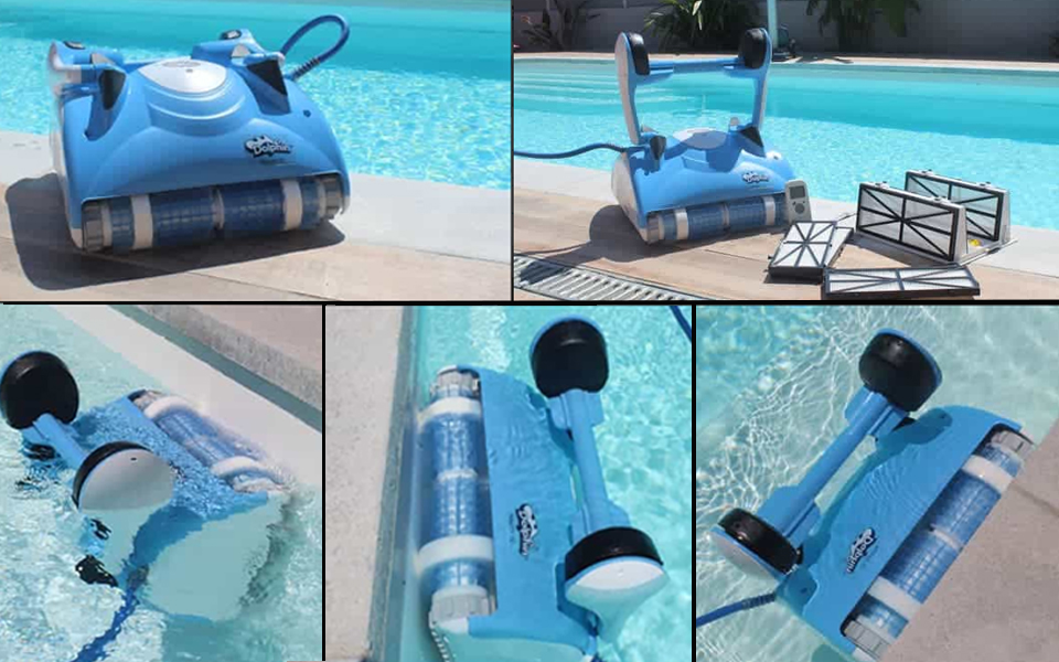 Robot de Piscine électrique Maytronics Dolphin Nauty TC avec Télécommande et Chariot