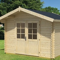 Abri de jardin en bois brut - Cyprus 3D - 8,7 m² - 28 mm