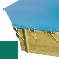Bâche hiver secur vert pour piscine bois original hexa 400 x 400