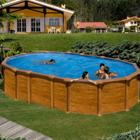 Kit piscine hors-sol Amazonia acier aspect bois ovale 2 renforts