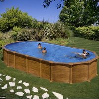 Kit piscine hors-sol Amazonia acier aspect bois ovale 3 renforts